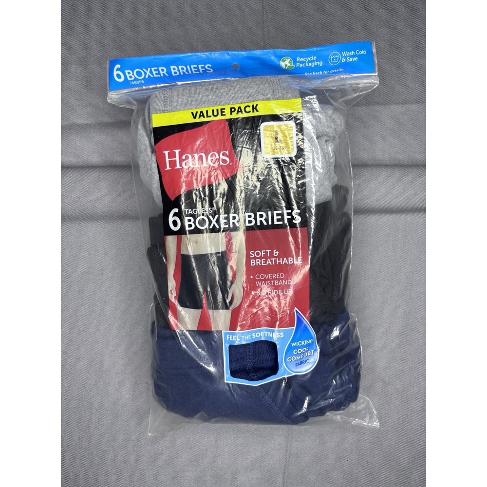 Hanes Men's Tagless Boxer Briefs 6-Pack Value Pack Cool Comfort Small 28-30 NEW